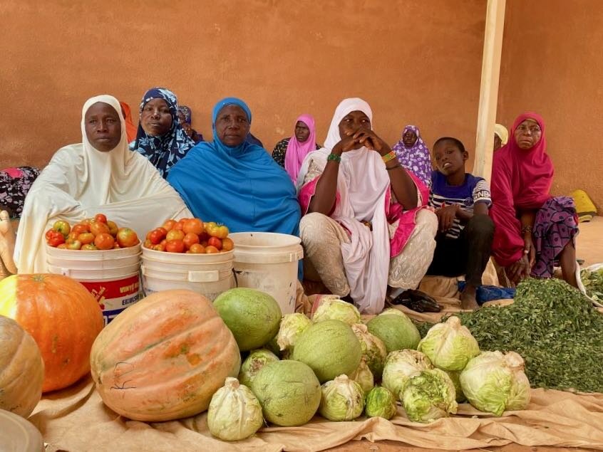 Women sell their garden surplus at a local market in Niger's Tillaberi region. Photo: WFP/Pamela Gentile